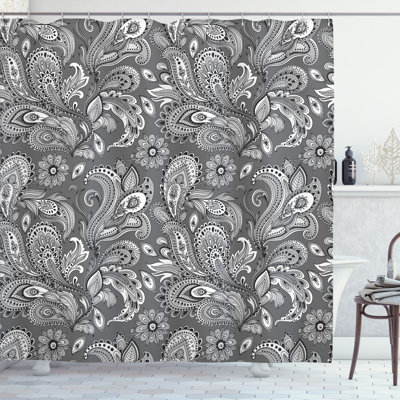 Garrhett Paisley Shower Curtain with Hooks Included