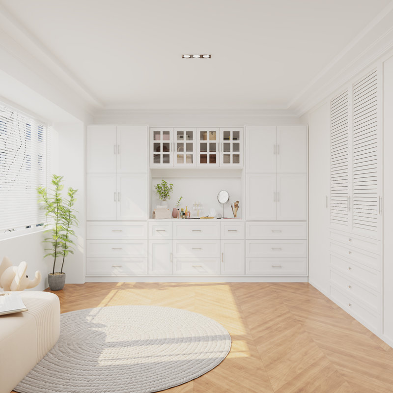 White Closet System With Drawers And Vanity