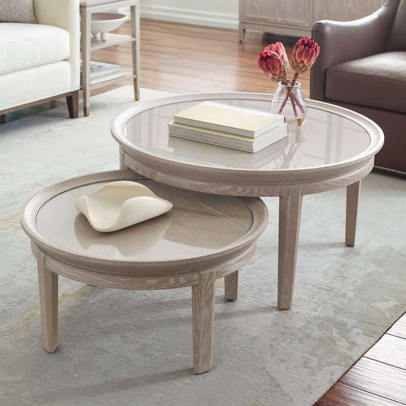 Maidstone Glass Coffee Table, Sandbank, 18" H x 36" L x 36" W