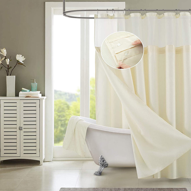 Rideau de douche Cassiani avec doublure inclus, Ivoire
