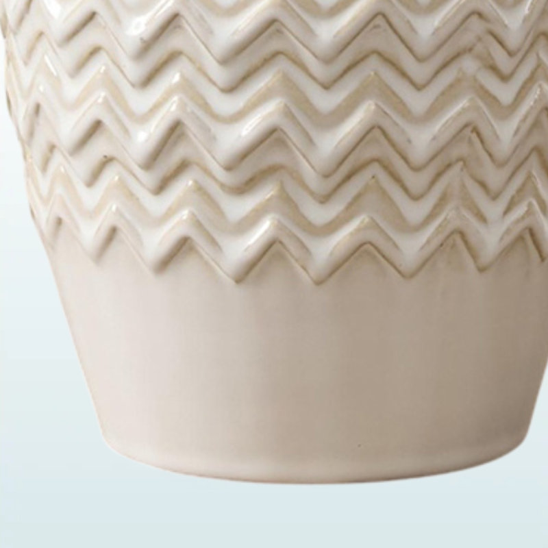Nami Standard Ceramic Table Lamp in Beige and Ivory, 18.2'' H X 9.37'' W X 9.37'' D, 100, 120