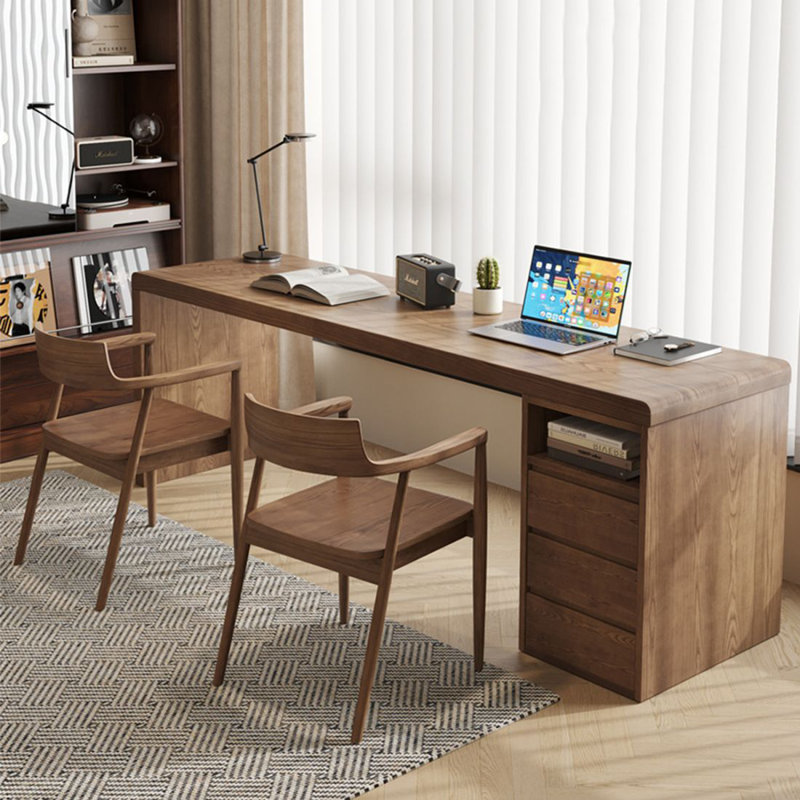 Bureau de direction rectangulaire en bois massif avec tiroirs Burlywood, H 29,53 po x l 78,74 po x P 23,62 po