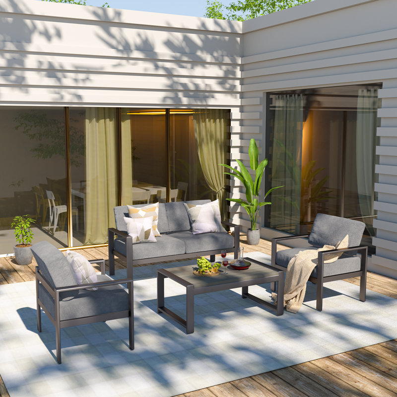 Yohai 5 - Person Outdoor Seating Group, Gris, Gris