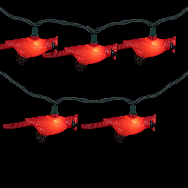 10-Count Cardinal Patio Light Set 5.75Ft Green Wire