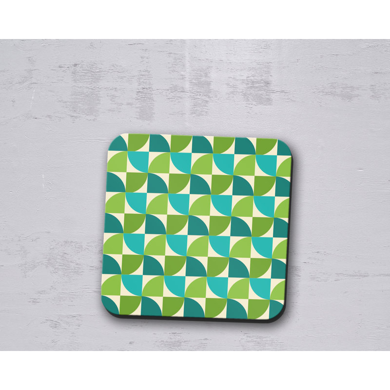 Square 4 Piece Coaster Set, Green/Blue