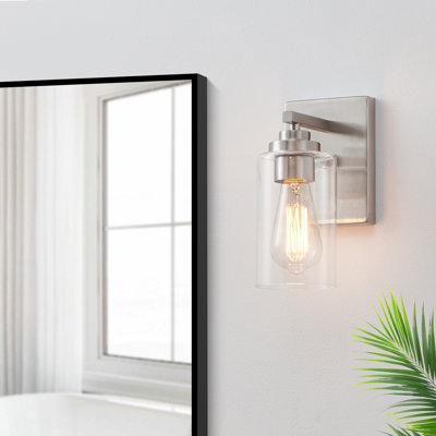 Applique murale en verre transparent à 1 lumière