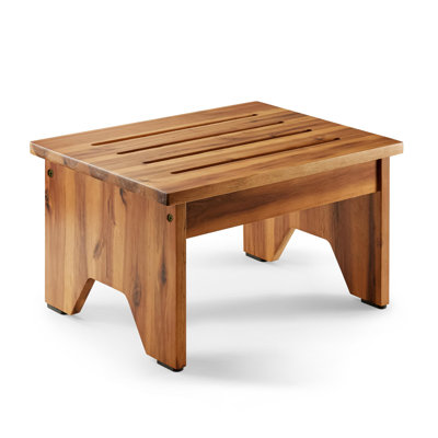 9" Acacia Wood One Step Stool