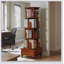 Bibliothèque rotative avec tiroir, tablette de présentation à 5 niveaux à 360 degrés pour les petits espaces, rangement en bois sur pied-130603105-130603108