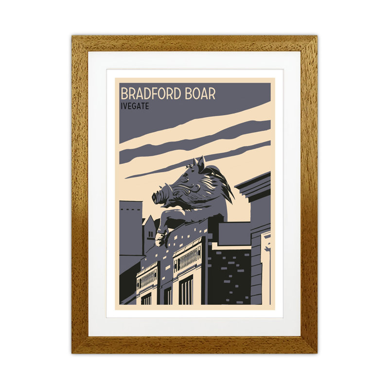 Bradford Boar by Richard O'Neill - Print, Brown Framed, 53.5cm H x 43.5cm W x 3cm D