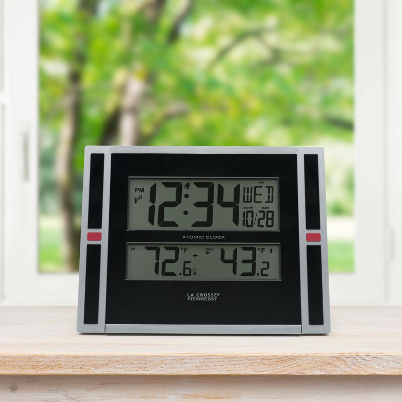 Modern & Contemporary Digital Atomic Tabletop Clock with Alarm in Black