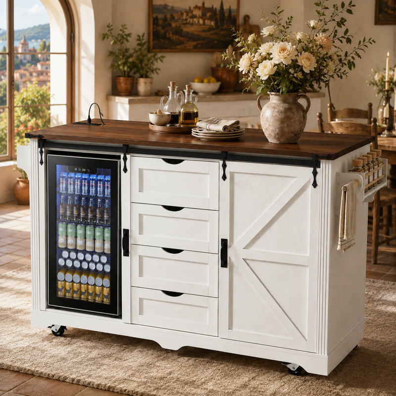 Îlot de cuisine de campagne Calviora, Blanc