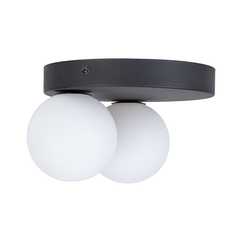 Matusow Glass Flush Mount, White/Black