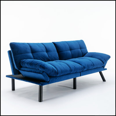 Canapé-lit pliant convertible bleu marine, parfait pour le confort et peu encombrant dans n'importe quel salon ou studio.