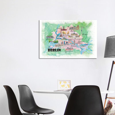 Berlin, Germany Travel Poster 1 Piece Wrapped Canvas Wall Art