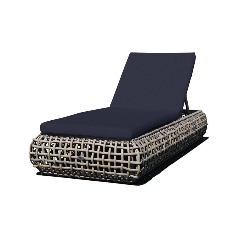 Dynasty Outdoor Chaise Lounge, Kubu Mushroom, Canvas Navy Sunbrella® Canvas