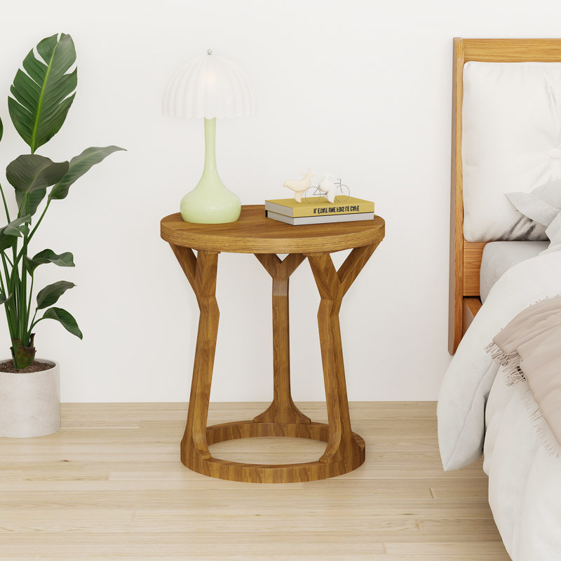 Table de bout ronde d'appoint Farment, Brun