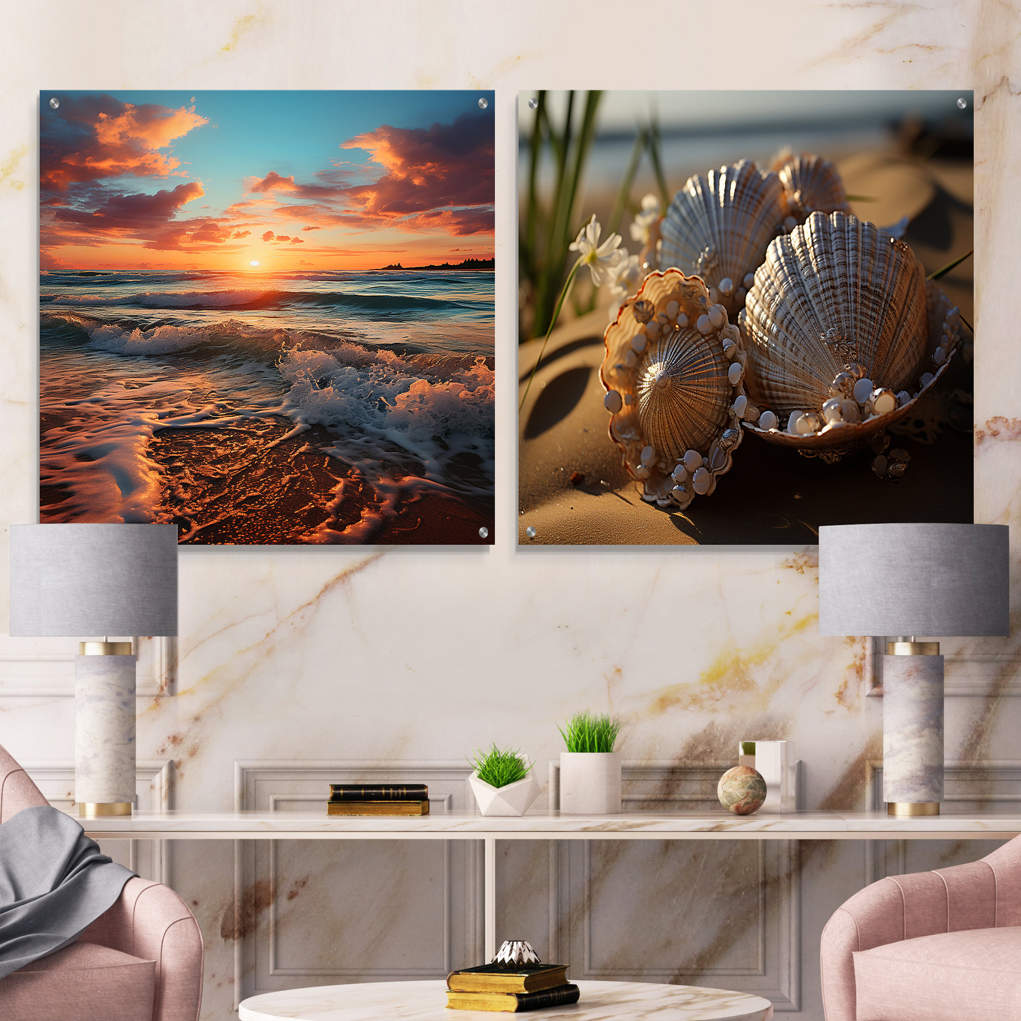 Design Art Beach Photo Footprints In V Coastal Beach Acrylic Wall Art