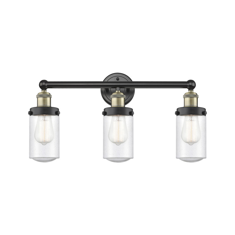 3 - Light Dimmable Vanity Light, Black Antique Brass, Seedy