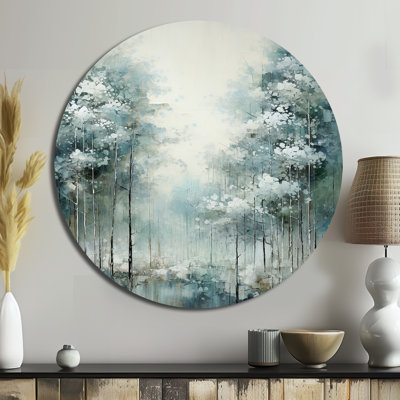 Gurtig Pine Tree Enchanted Forest I - Floral Round Metal Art