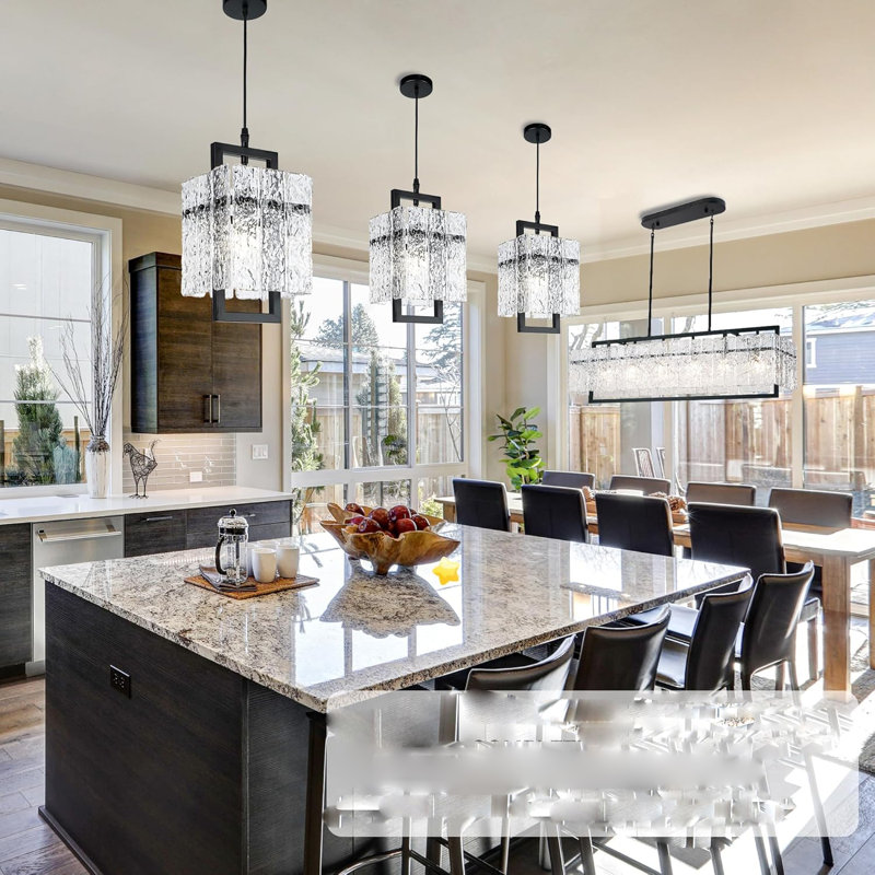 Black Crystal Chandelier Kitchen Island