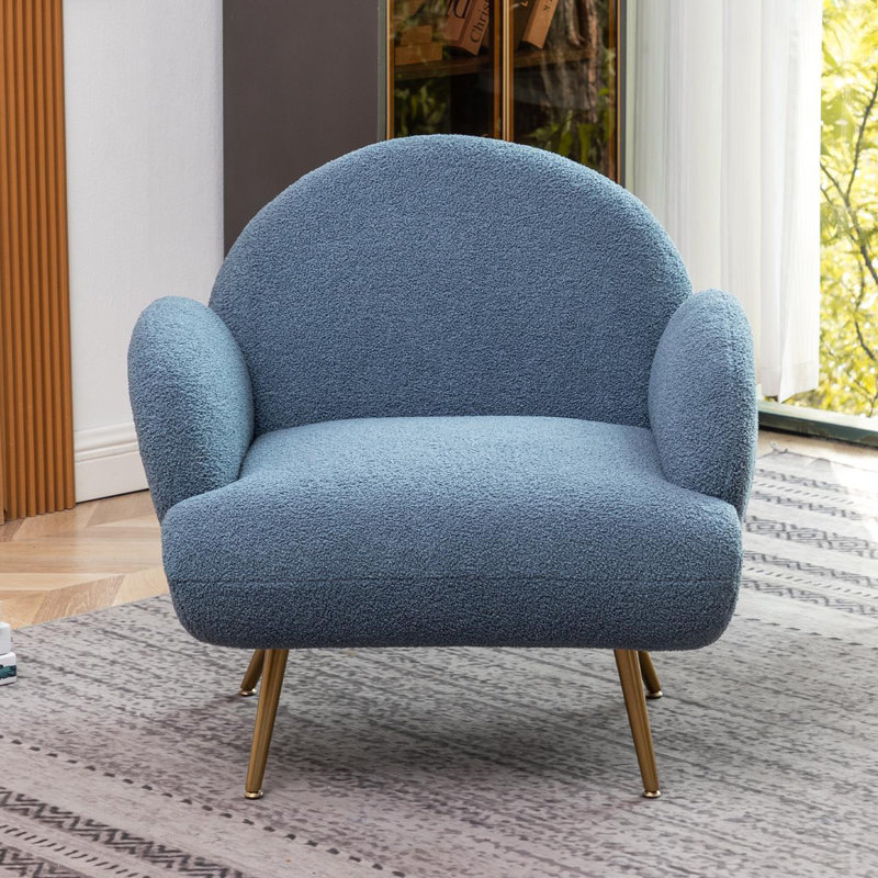 Accent Sherpa Chair Comfy Modern Living Room Chair Fabric Mid Century Bedroom Chair With Legs Arm Chair For Reading Bedroom Single (Set Of 2)