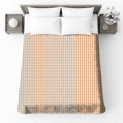 Couvre-lit matelassé orange à pois géométriques toutes tailles