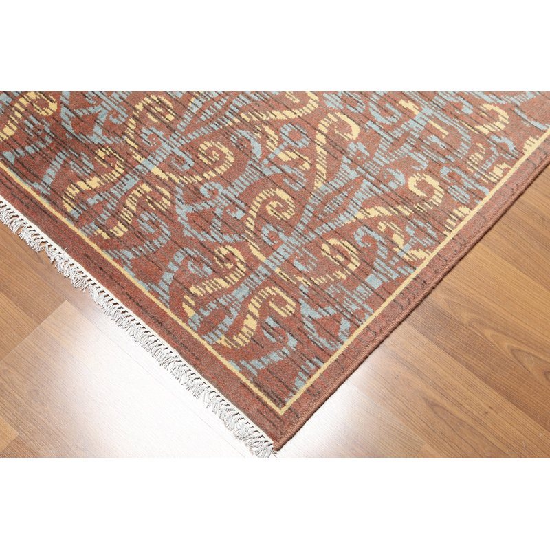 Tapis brun/bleu en laine rouille Dimattia