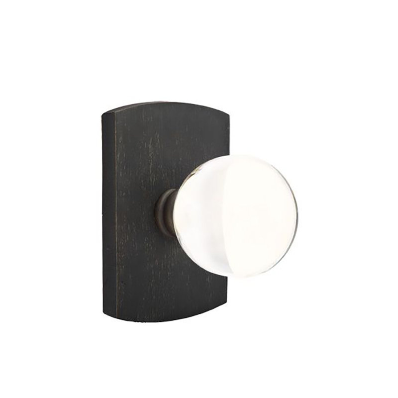 Ensemble de boutons de passage Emtek avec rosette # 4 et bouton en verre Bristol, Bronze moyen