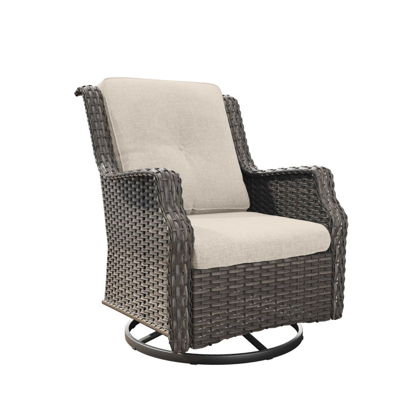 Nawatha Swivel Wicker Outdoor Lounge Chair, Beige 