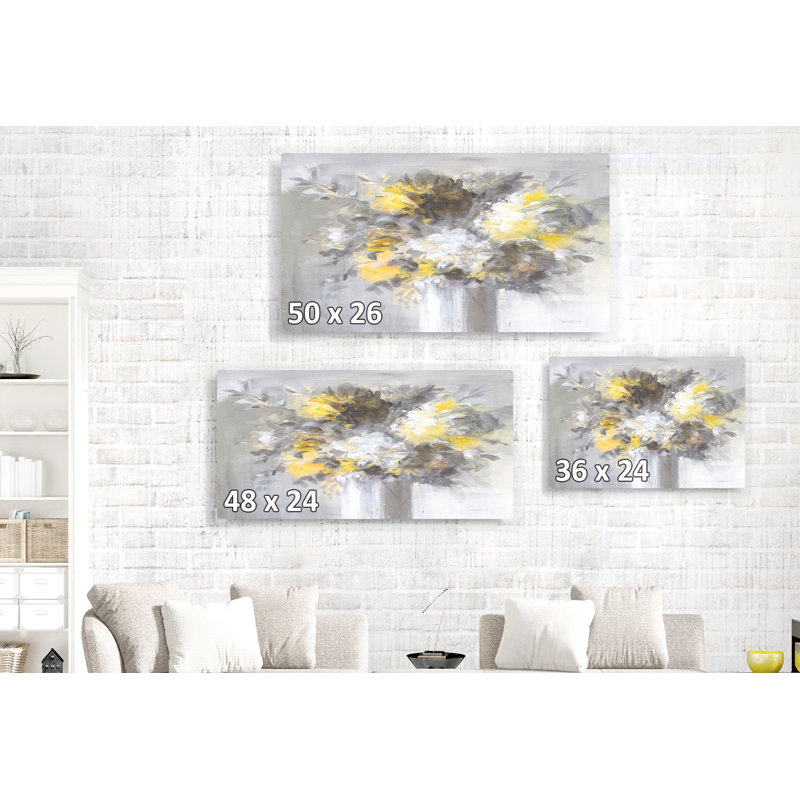 Vase bouquet, pot, jaune, brun, crème, chalet, maison de campagne, floral, nuetral, H 24 po x l 36 po x P 1,5 po