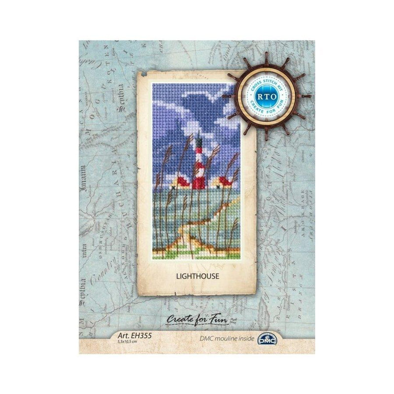 Trousse de broderie miniature au point de croix compté Phare rouge et blanc par RTO EH355