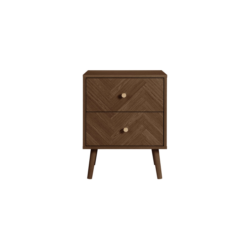 Mardell 34cm W Particle Board Bedside Table, Walnut