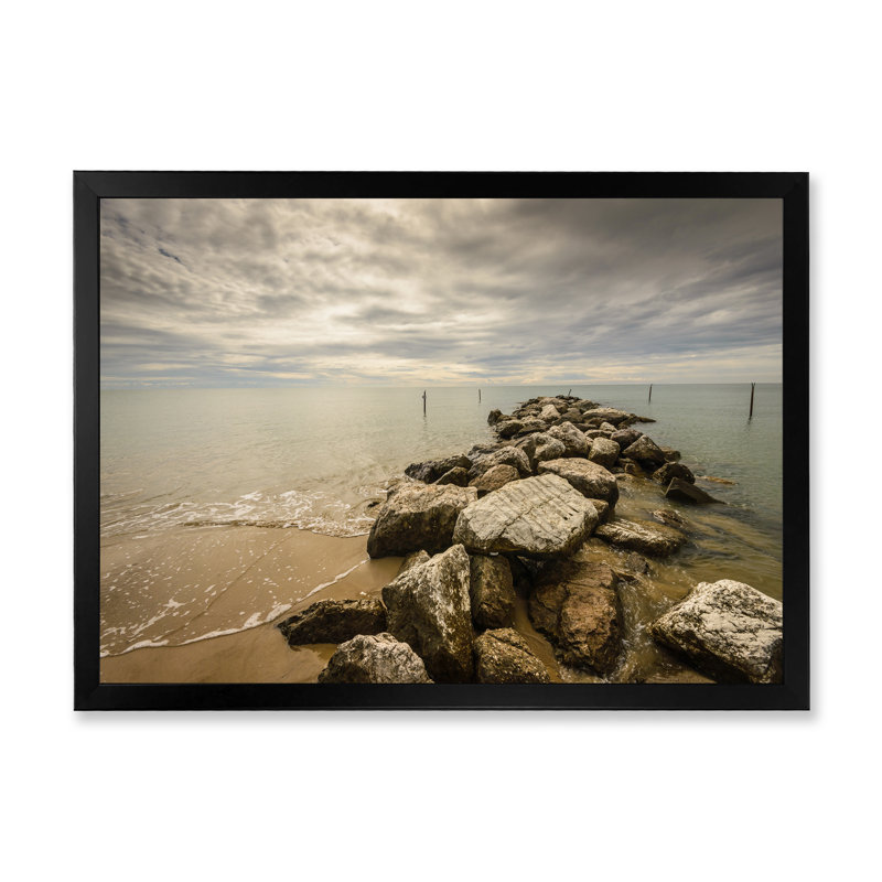 Mystic Beach Coast Ocean Scenic - reproduction d'art sur toile, Cadre noir, H 8 po x l 12 po x P 1 po
