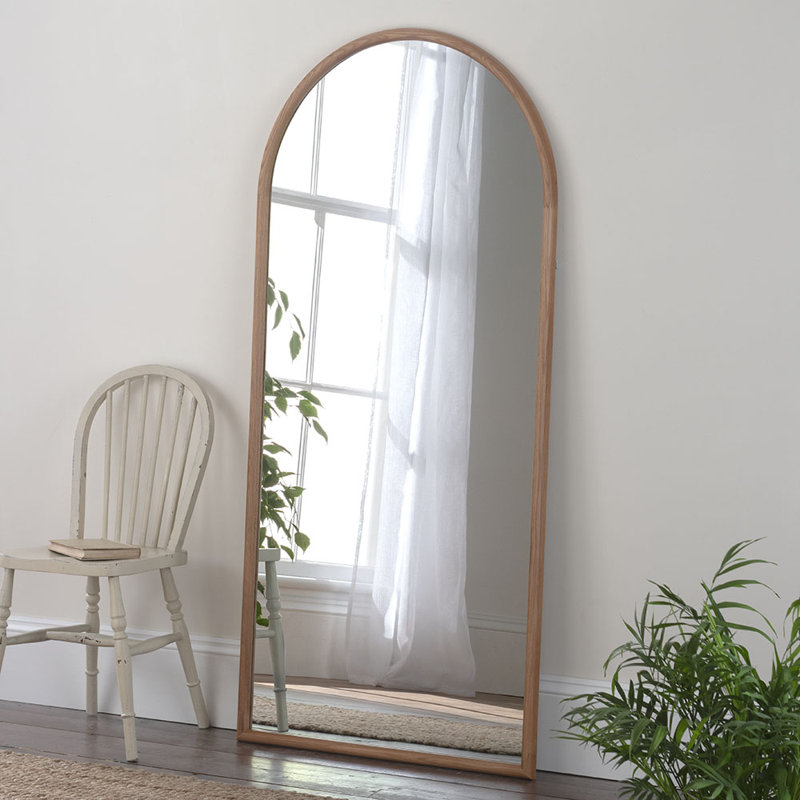 Large Arched Oak Full Length Naoki Mirror, Oak Wood