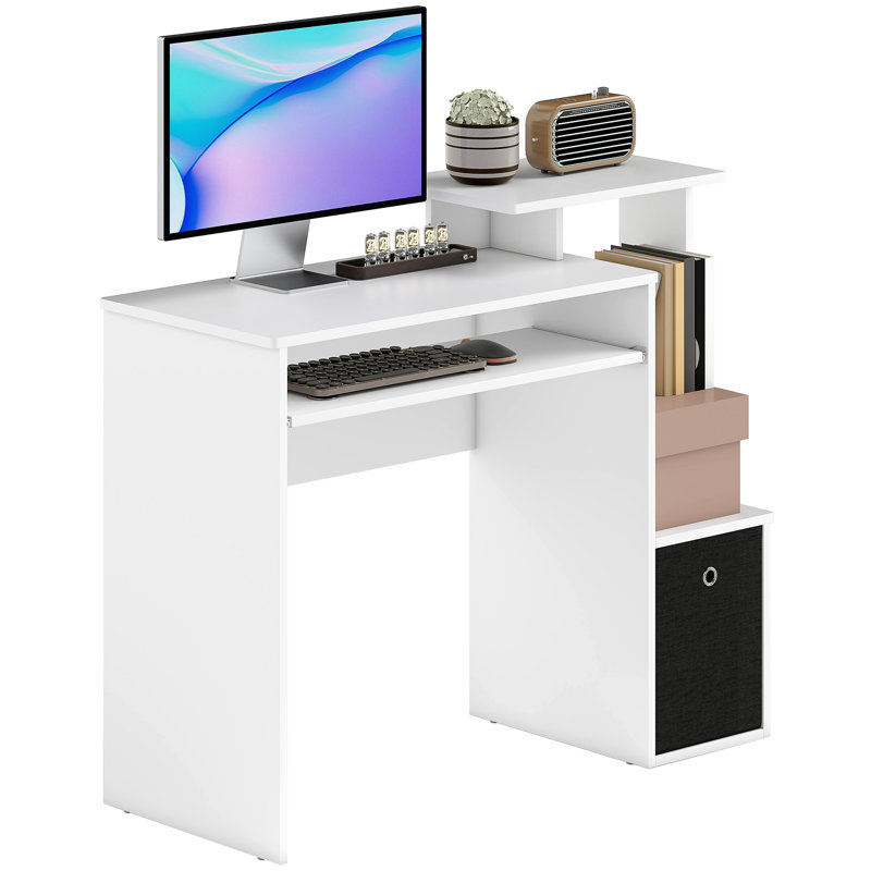 Cravens Computer Desk, White/White
