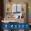 Meuble-lavabo avec miroir à lumière DEL (3 modes de couleur, luminosité réglable), meuble-lavabo avec 4 armoires, 6 tiroirs et prise de courant - Coiffeuse blanche pour chambre à coucher