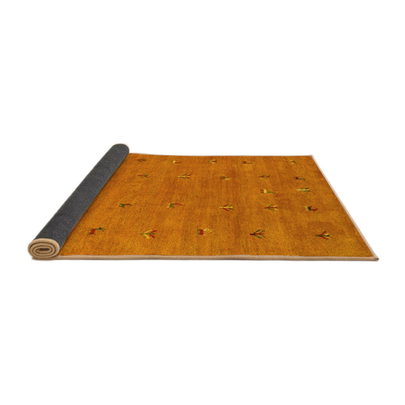 Tapis orange en polyester tissé à la machine, Carré 3 pi