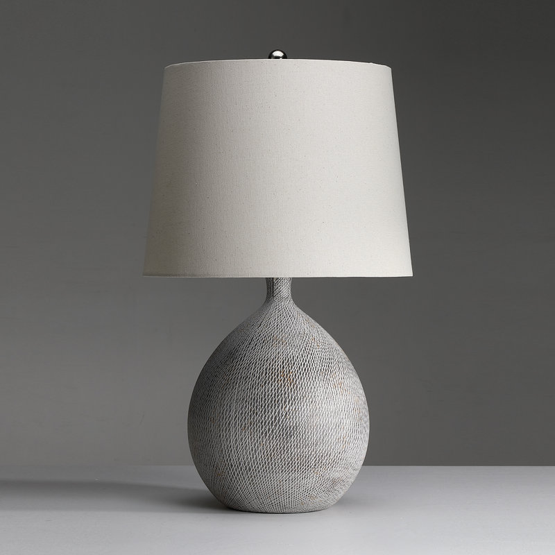 22in. 3-way Ceramic Table Lamp With Hardback Shade, Gray