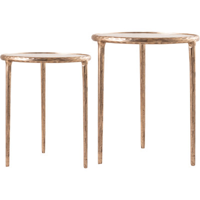 Table de bout emboitable avec plateau en verre transparent et base en aluminium 2 pièces Evren