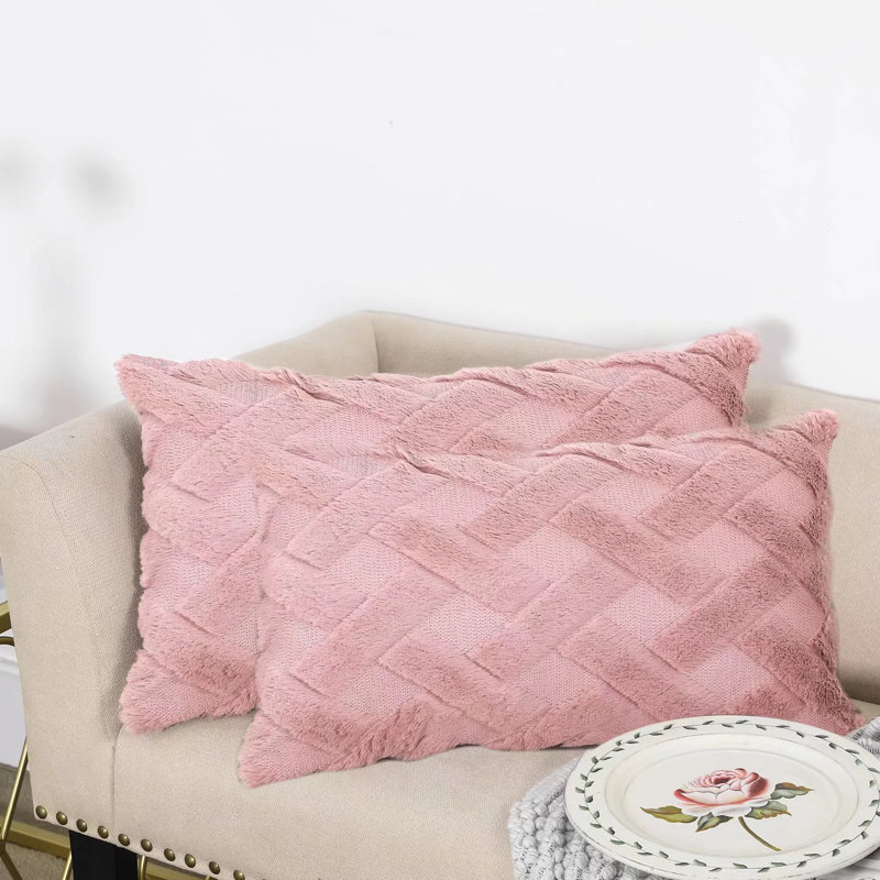 Housse de coussin rectangulaire en tissu rose, Rose
