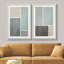 Motif géométrique minimaliste moderne sur fond géométrique bleu et gris sur 2 pièces-92285492-92285488
