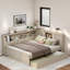 Wood Daybed With Storage Shelves, Sliding Doors And Trundles