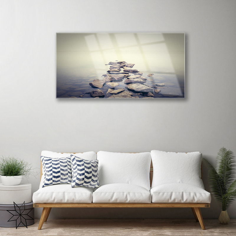Landscape Stones Water 1 Piece Wall Art on Glass