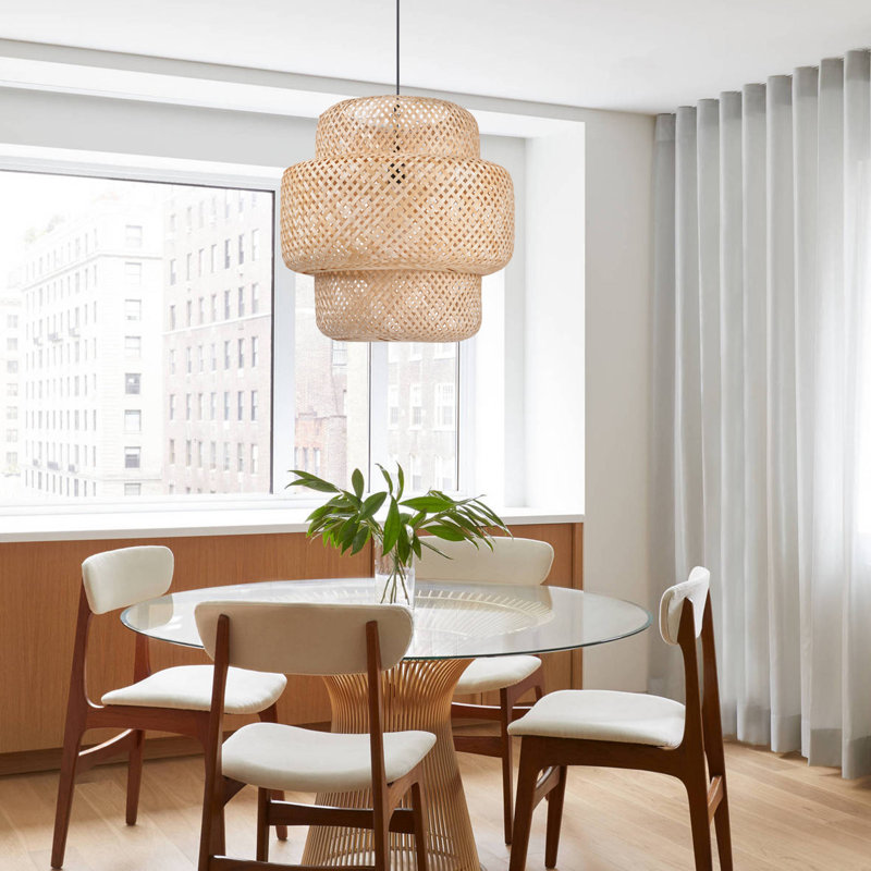 Luminaire suspendu géométrique à 1 lumière Keaney, H 13,77 po x l 13,77 po x P 13,77 po, Noir