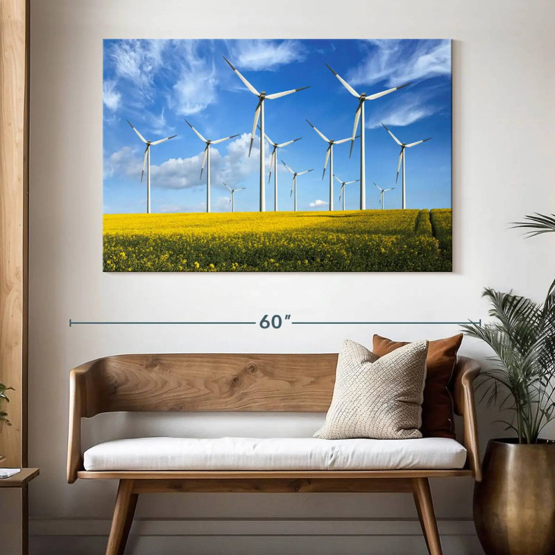 Lilie Wind Turbines In Field, 34" H x 51" W