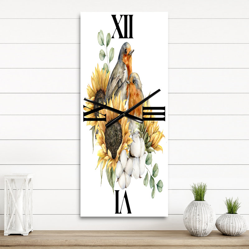 Horloge murale en coton avec bouquet d'automne, Petit