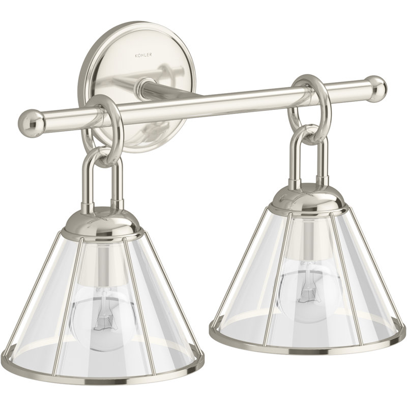 Terret 15½-In Two-Light Sconce, Polished Nickel
