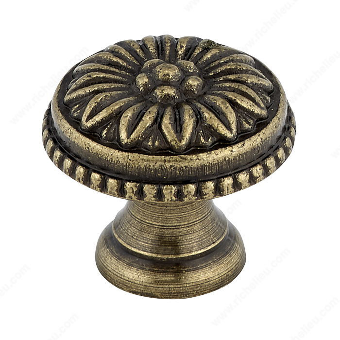 Poignée ronde Louis XV, H 1 po x L 0,9387 po x l 0,9387 po, Antique English