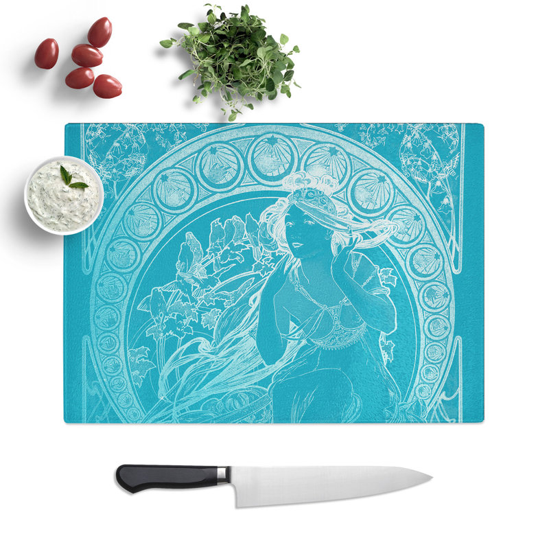 Mucha by Alphonse Mucha Chopping Board, 20cm W x 28.5cm L