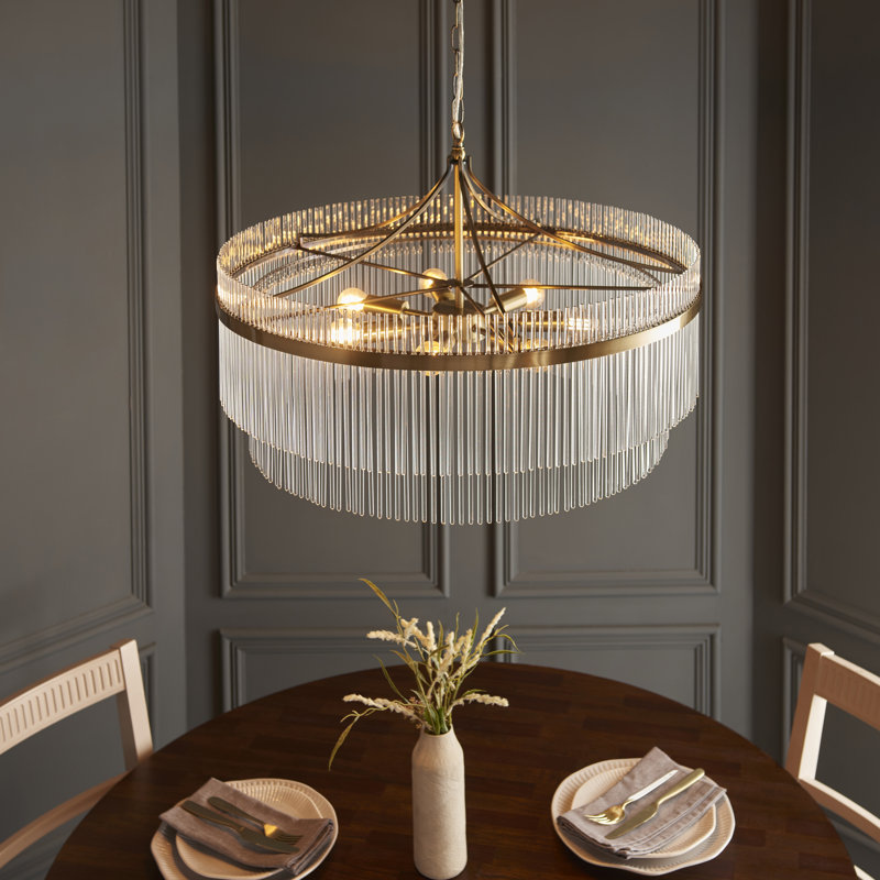 Geira Grand 7lt Pendant light finished in Ant. Brass